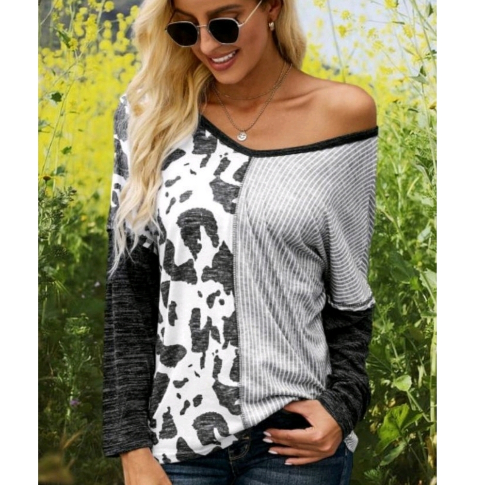 Size L Gray Block with Long Sleeves
